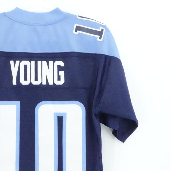 Tennessee Titans Football Jersey Mens Medium Navy Blue Vince Young NFL Reebok - Picture 9 of 16